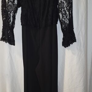 Adrianna Papell Black Lace Detail Jumpsuit